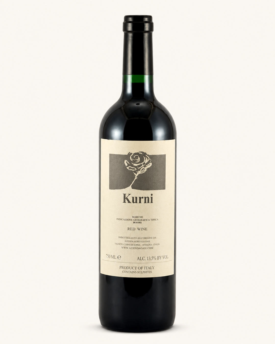 Bottiglia di Oasi degli Angeli Kurni Marche Rosso IGT 2010 750 ml