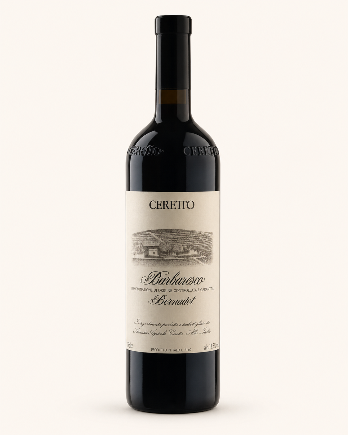 Bottiglia di Barbaresco Bernadot DOCG Ceretto vino rosso piemontese da uve Nebbiolo