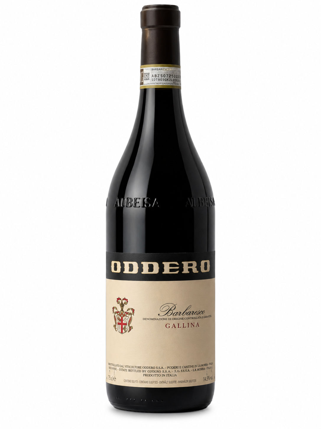 Bottiglia di Barbaresco Gallina DOCG Oddero vino rosso piemontese da uve Nebbiolo
