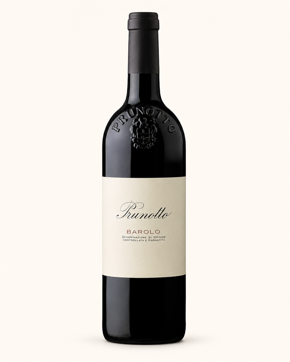 Bottiglia di Barolo DOCG Prunotto vino rosso piemontese da uve Nebbiolo